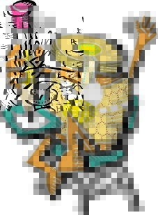 Illustration of a honey jar student at a desk ready to learn.