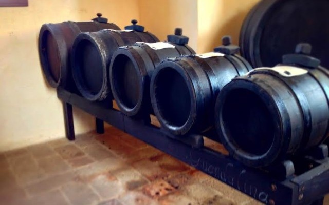 Batteria of balsamic vinegar barrels at Vecchia Dispensa