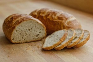 Freshly sliced loaf of Jewish Rye Bread