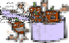 Illustration of anthropomorphized peppers together in a pot.