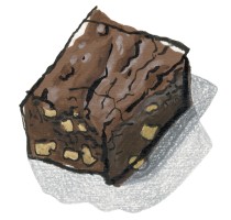 Magic brownie with toasted walnuts
