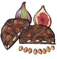 Spanish fig and almond cake cut in half