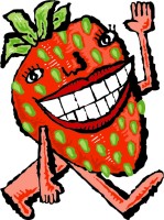 Illustration of a smiling strawberry