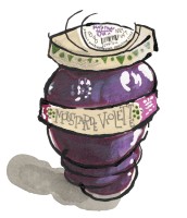 Jar of purple-colored violet mustard